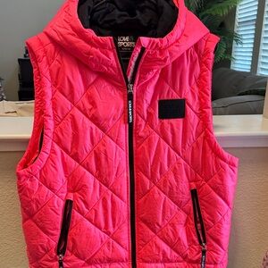 Vibrant Pink Quilted Vest with Zippered Pockets